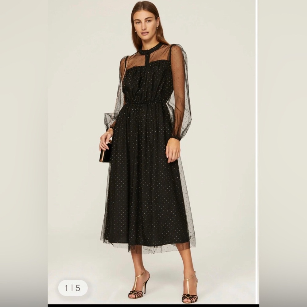 NWOT Adam Lippes Collective Point Desprite Sheer Tulle Black Polka Dot Dress 4